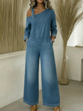 CLEARANCE SALE🔥 Women's Fashionable Off the Shoulder Denim Jumpsuit