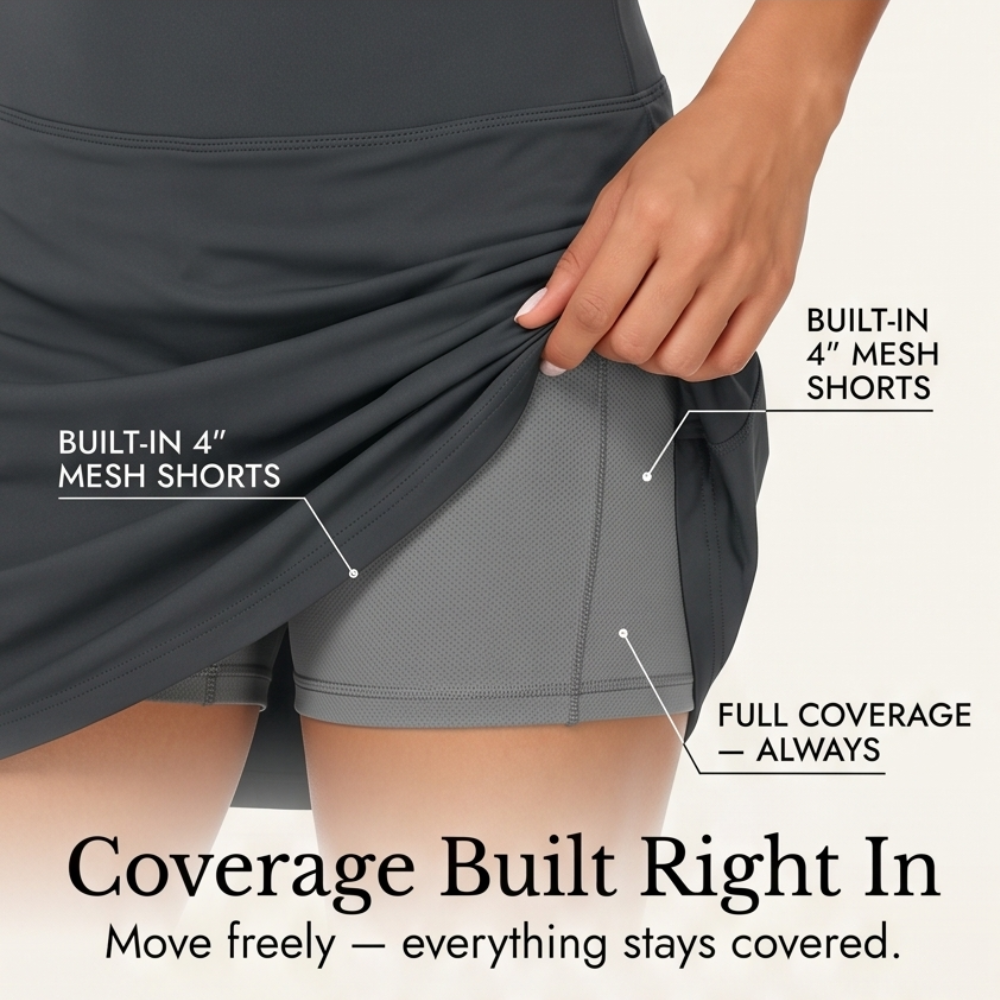 Moteepi™ – Knee-Length Skort with Built-In Shorts
