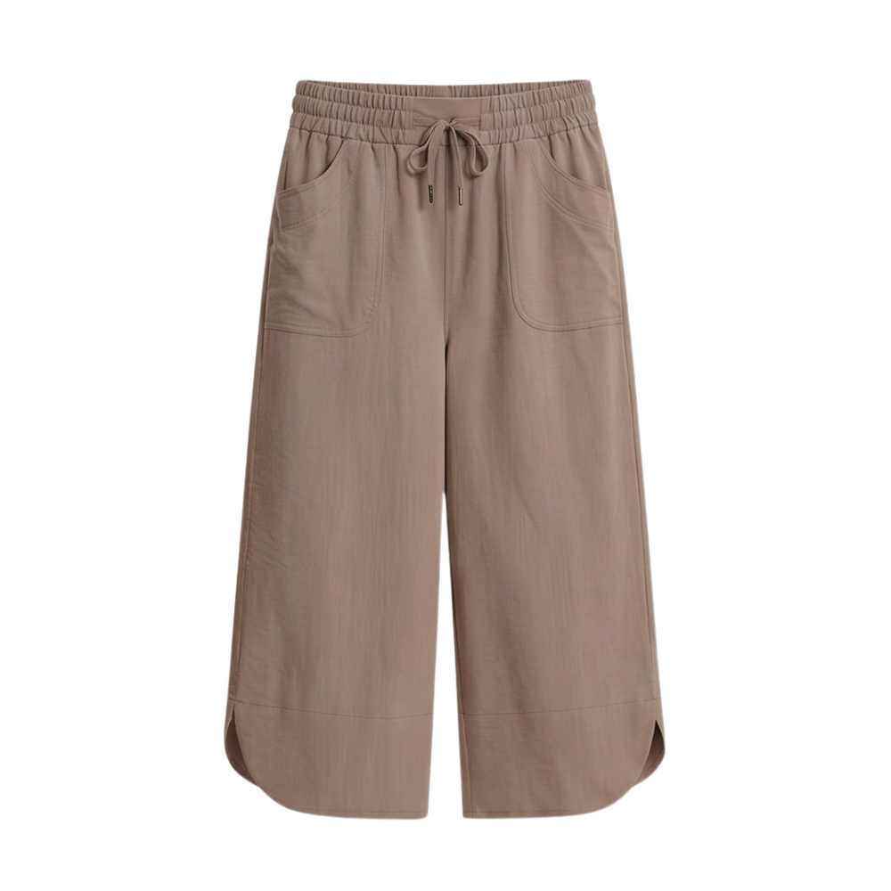 Lounella™ – Soft Cropped Wide-Leg Pants with Pockets