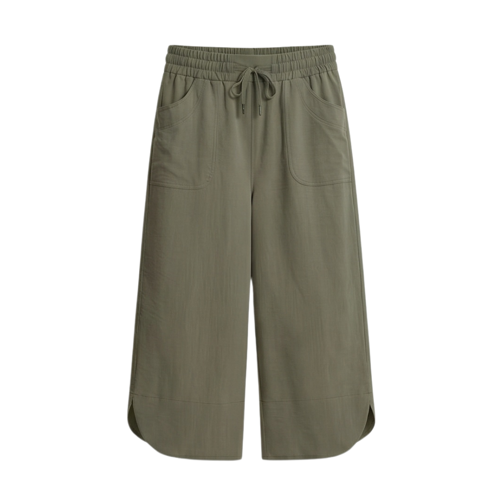 Lounella™ – Soft Cropped Wide-Leg Pants with Pockets