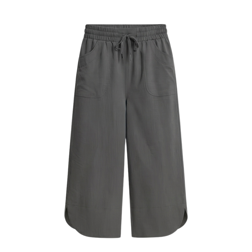 Lounella™ – Soft Cropped Wide-Leg Pants with Pockets