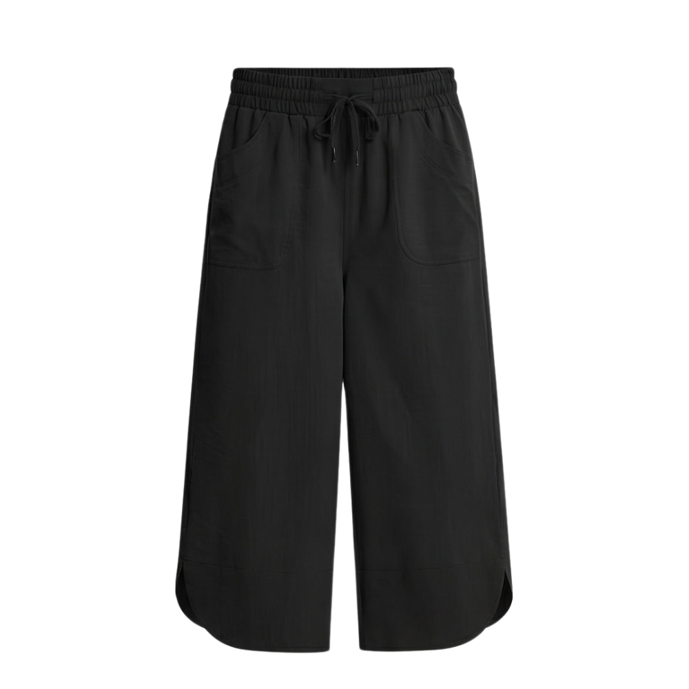Lounella™ – Soft Cropped Wide-Leg Pants with Pockets