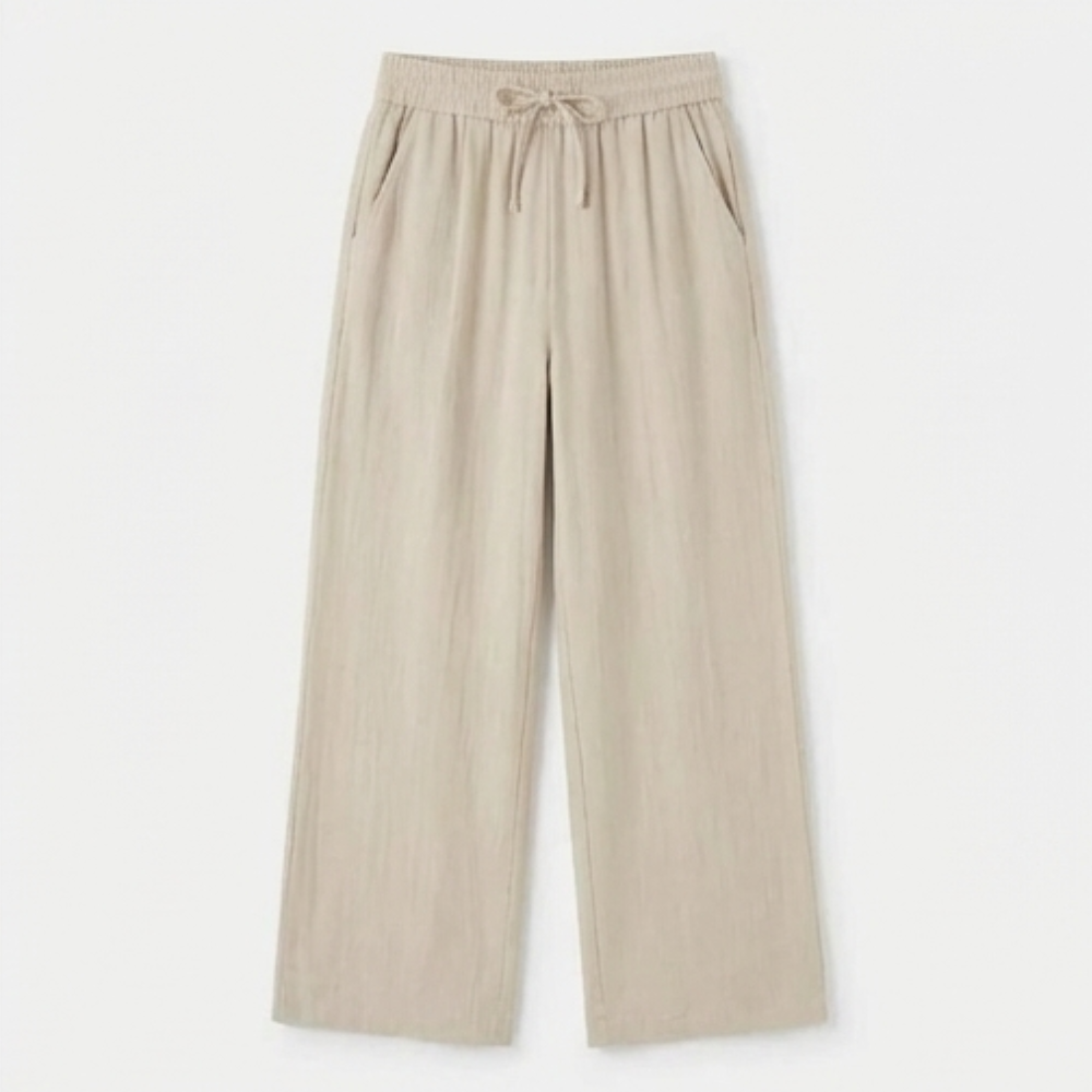 Linara™ – Wide Leg Linen Look Drawstring Trousers