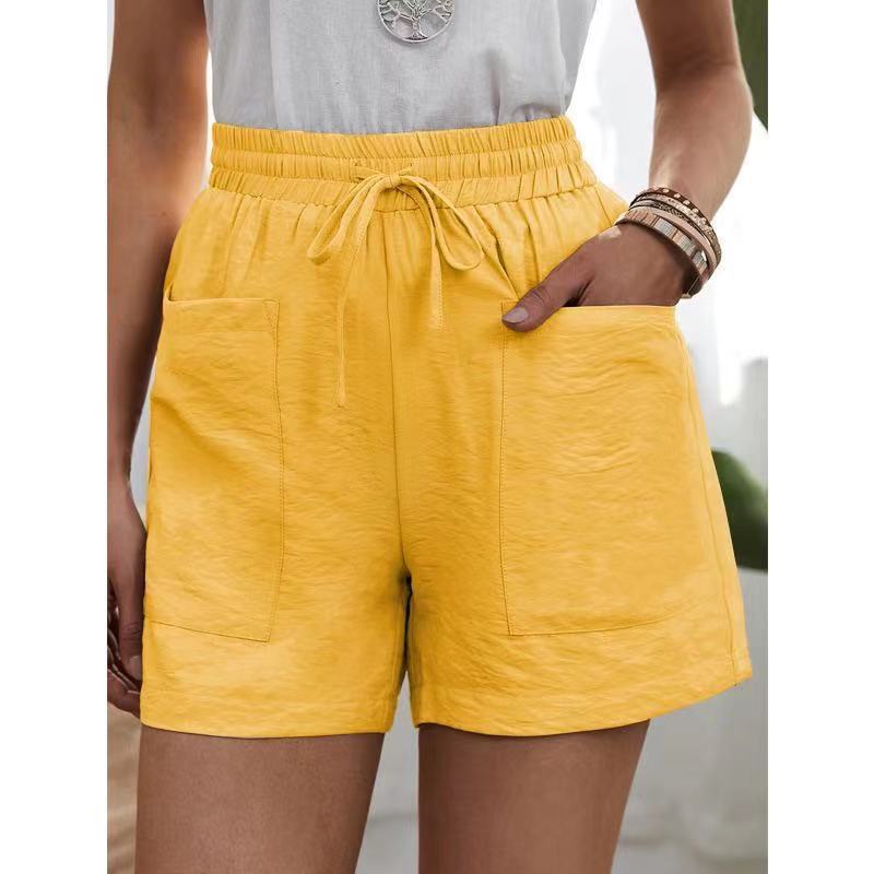 Cotton-linen wide-leg shorts