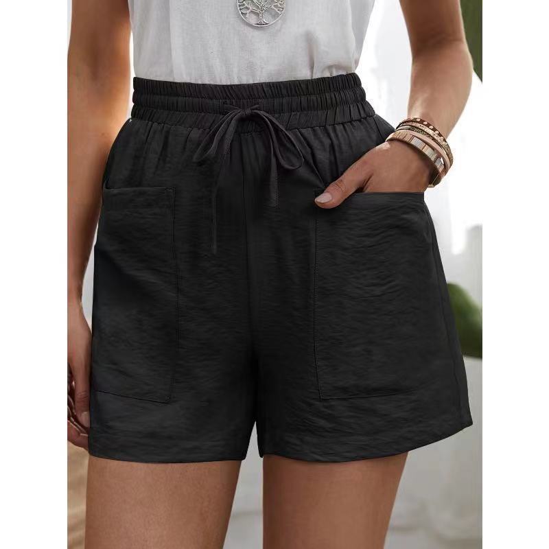 Cotton-linen wide-leg shorts