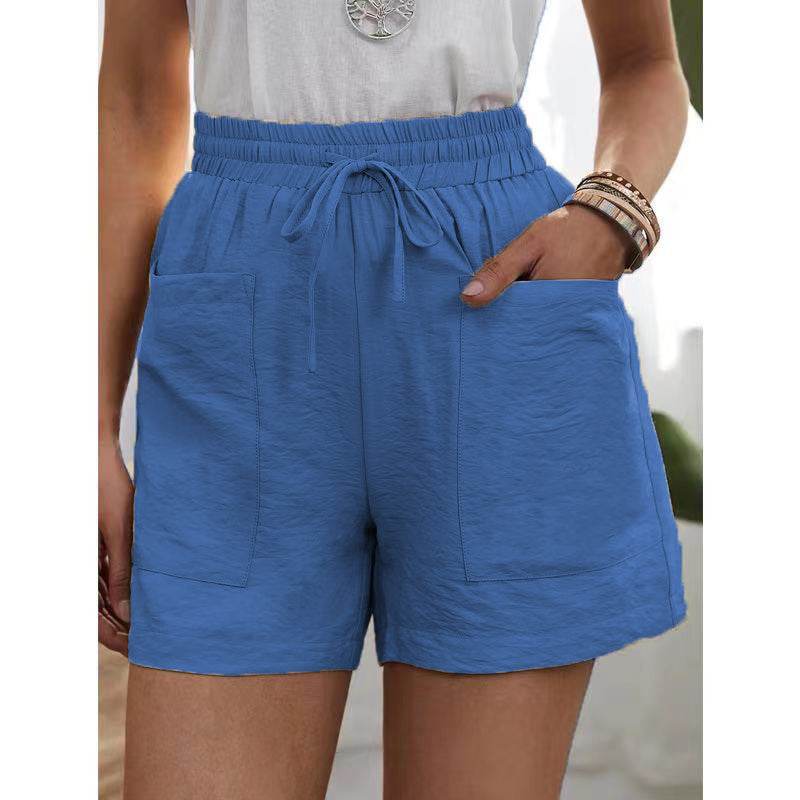 Cotton-linen wide-leg shorts