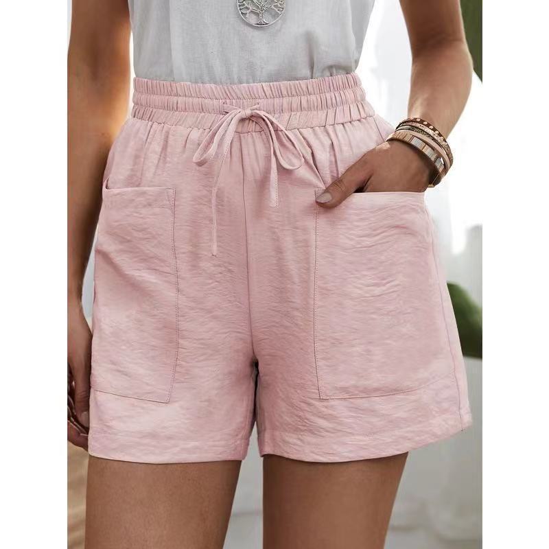 Cotton-linen wide-leg shorts