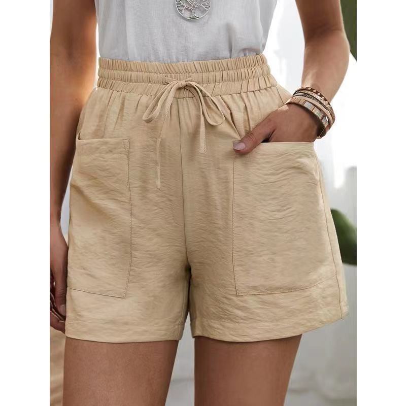 Cotton-linen wide-leg shorts