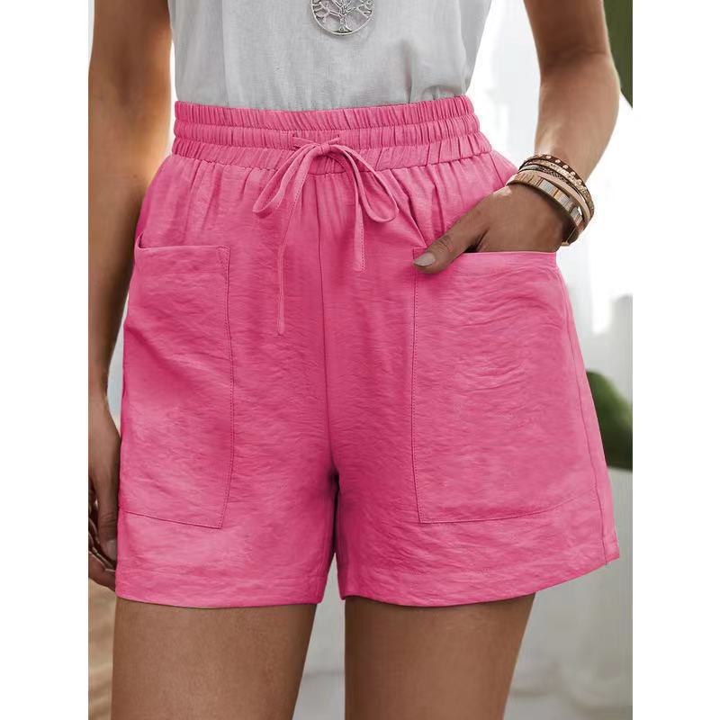 Cotton-linen wide-leg shorts