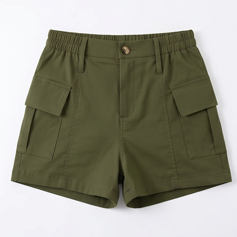 Curvella™ – High-Waisted Stretch Cargo Shorts