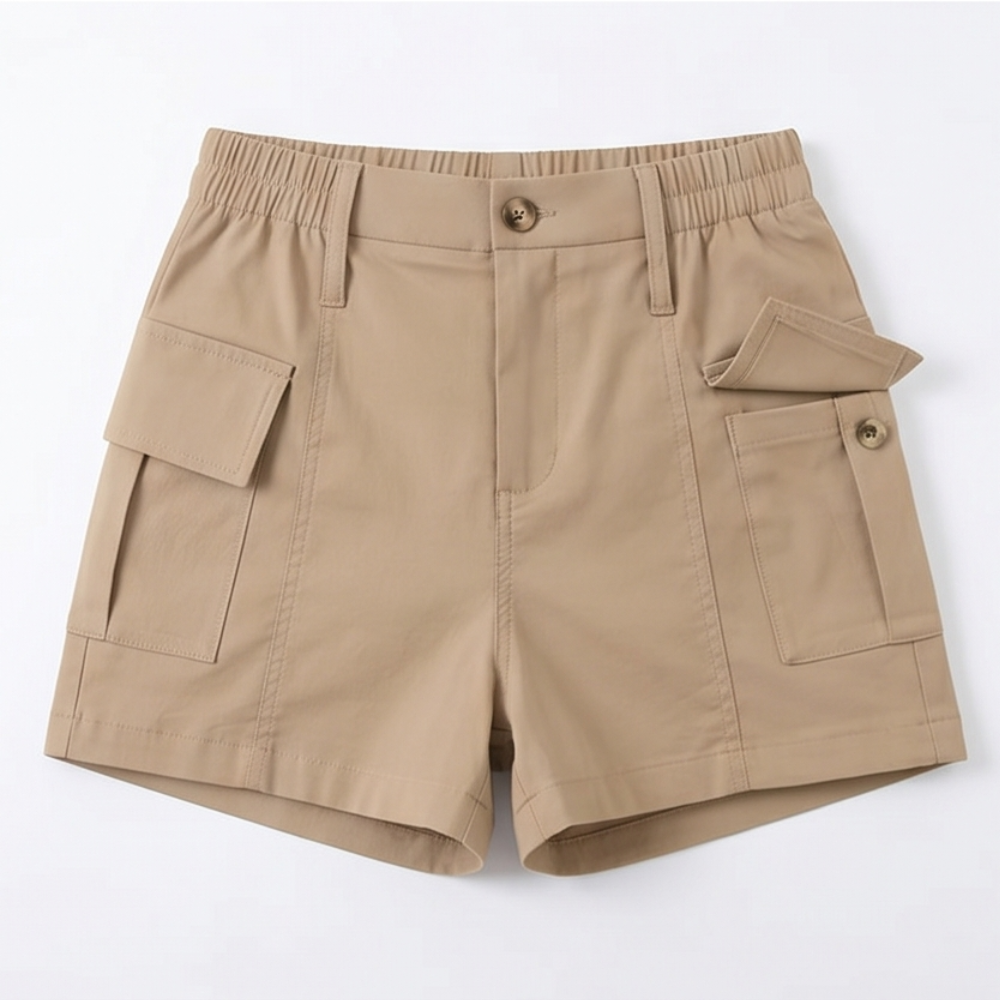 Curvella™ – High-Waisted Stretch Cargo Shorts