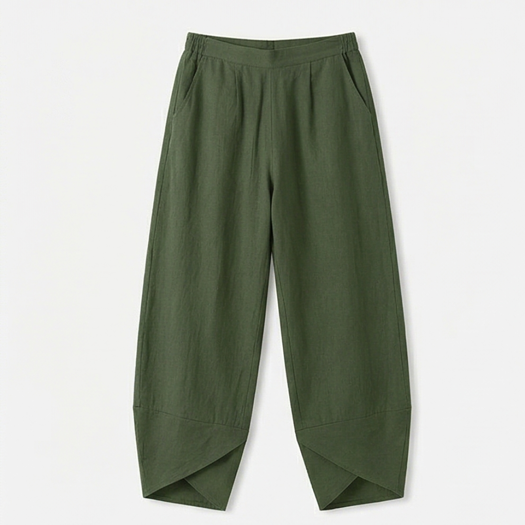 Brezia™ – Asymmetric Linen Blend Cropped Pants