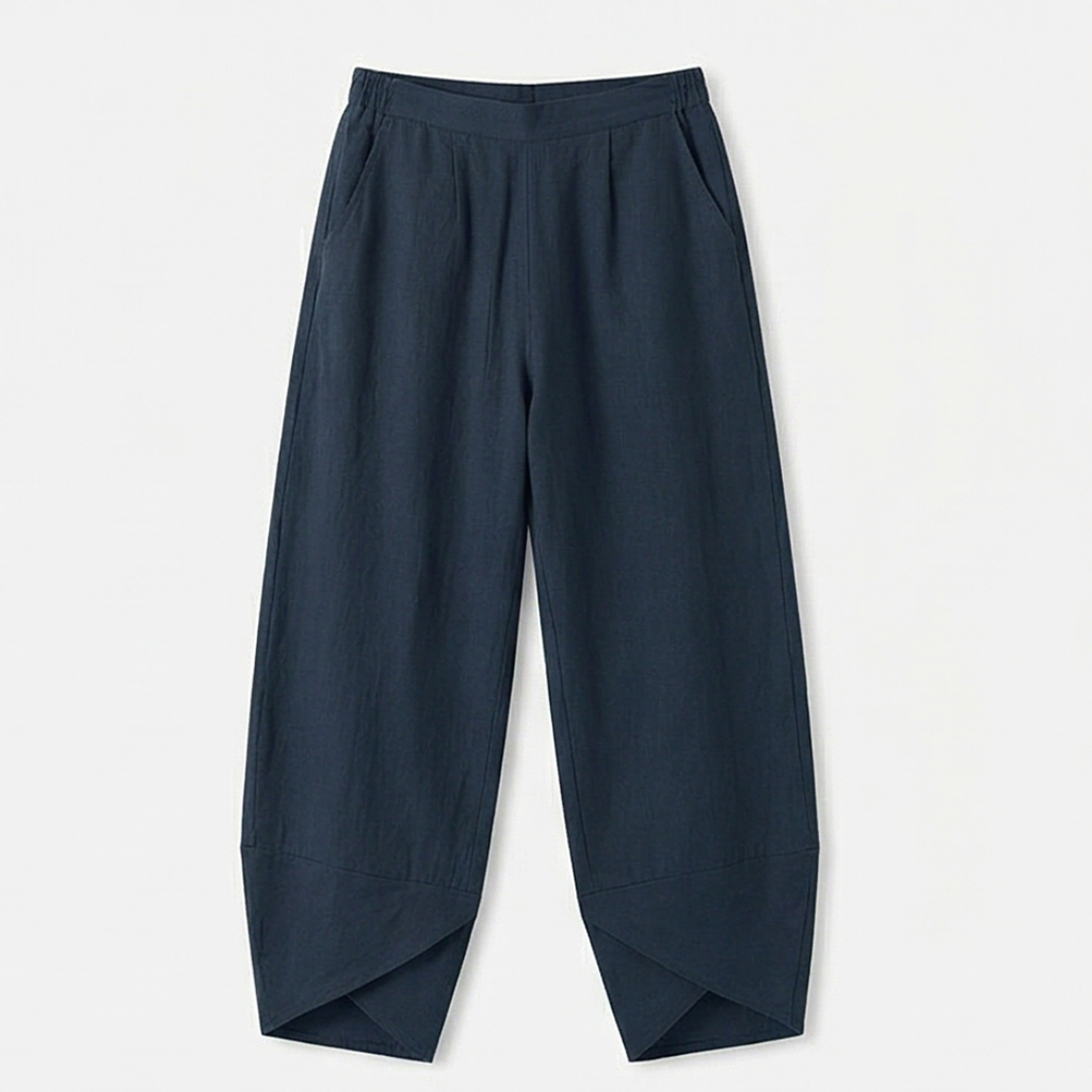 Brezia™ – Asymmetric Linen Blend Cropped Pants