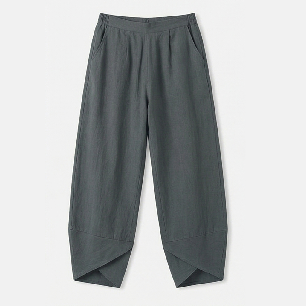 Brezia™ – Asymmetric Linen Blend Cropped Pants
