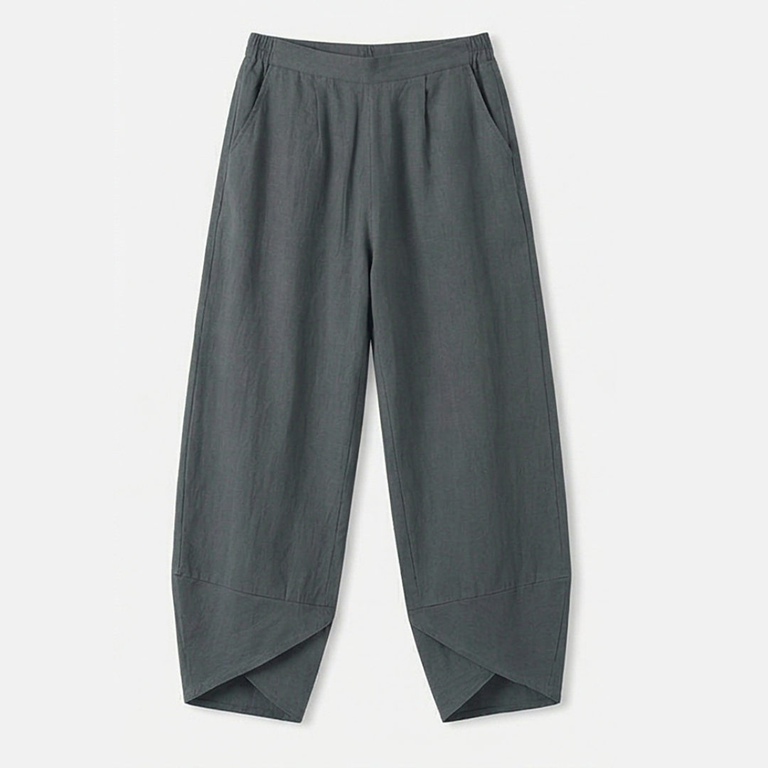 Brezia™ – Asymmetric Linen Blend Cropped Pants