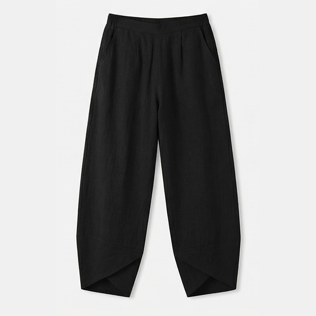 Brezia™ – Asymmetric Linen Blend Cropped Pants