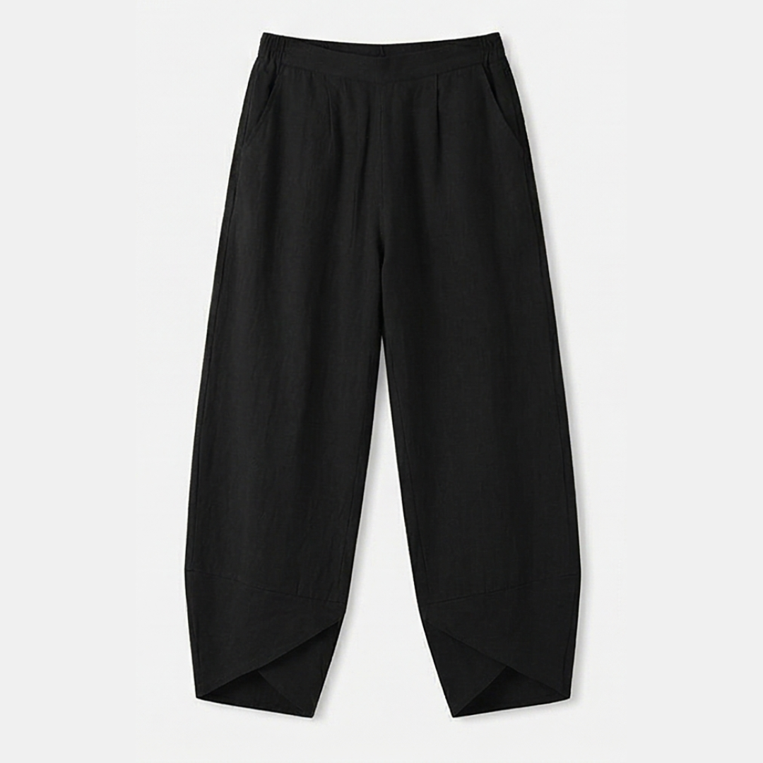 Brezia™ – Asymmetric Linen Blend Cropped Pants