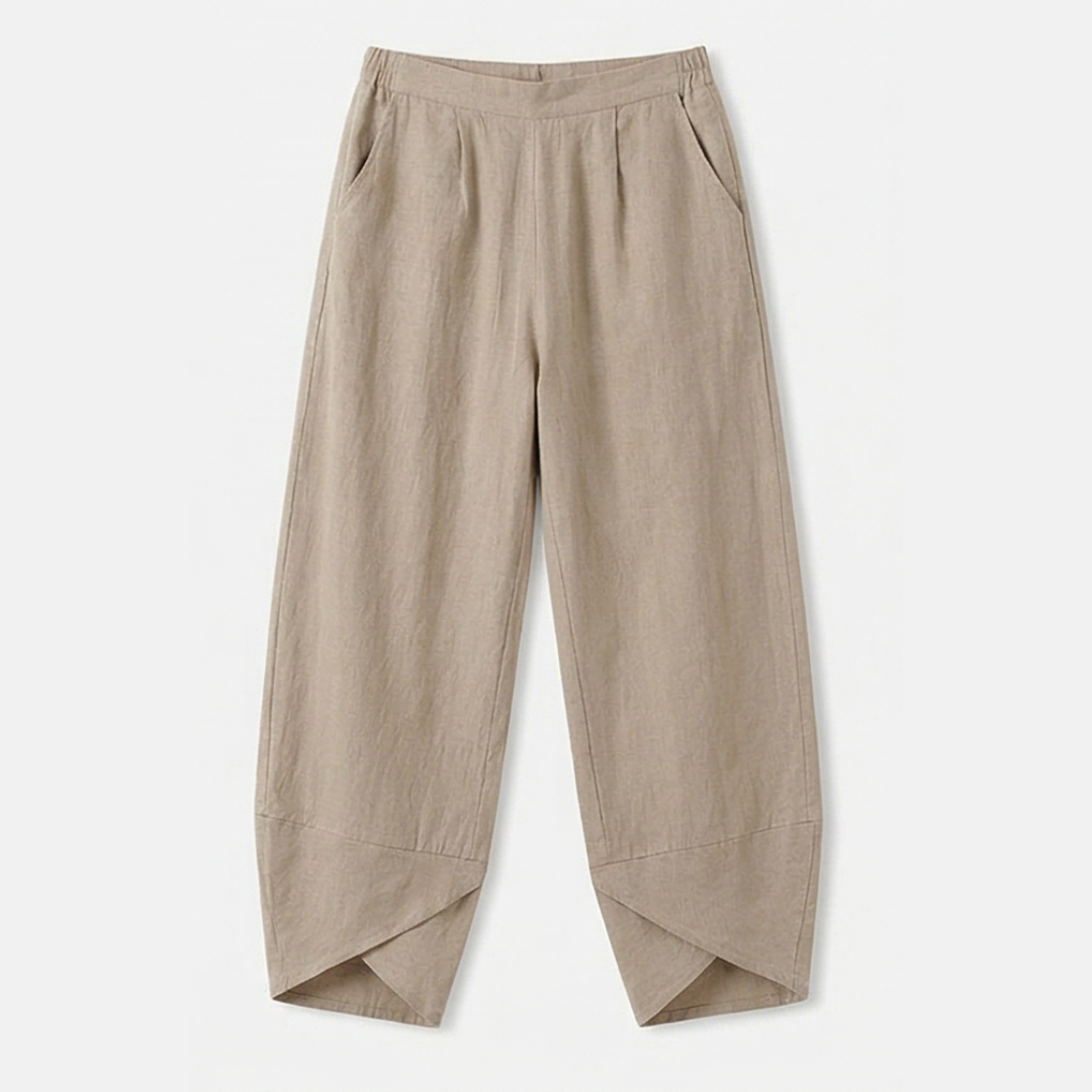 Brezia™ – Asymmetric Linen Blend Cropped Pants