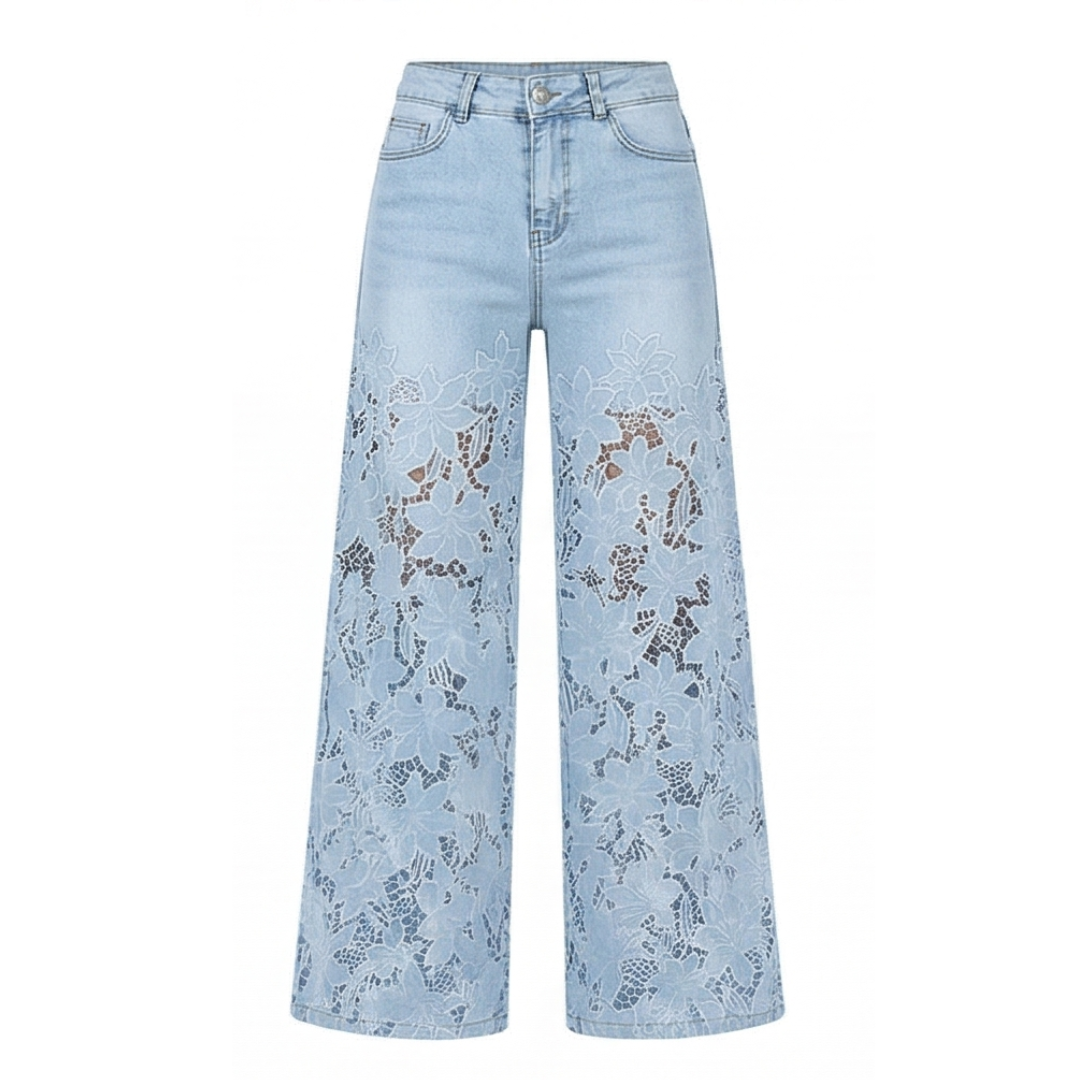 Laceveil™ – Floral Lace Patchwork Wide Leg Jeans