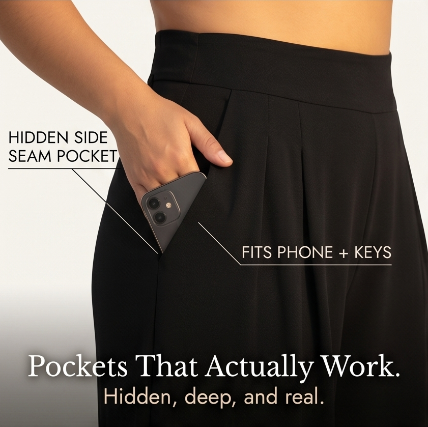 Curvella™ – Flowy Pleated Palazzo Pants for Curvy Comfort