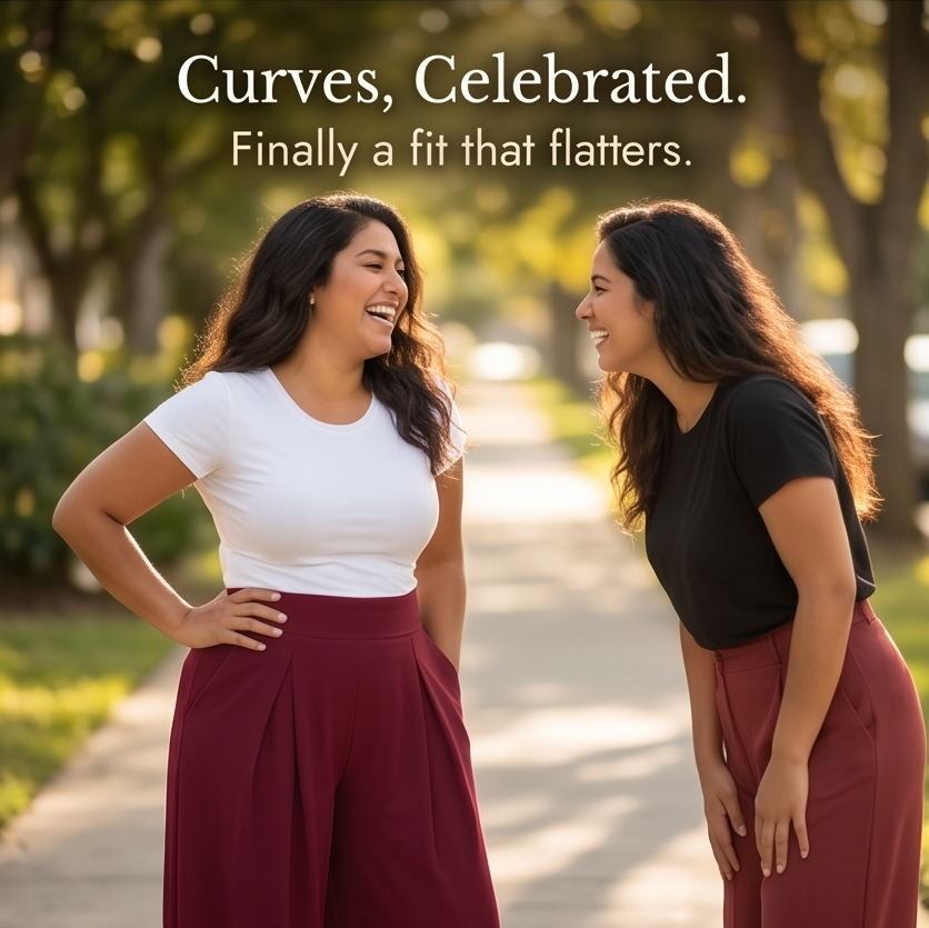 Curvella™ – Flowy Pleated Palazzo Pants for Curvy Comfort