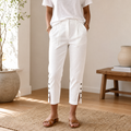 Lunessa™ – Button-Hem Cropped Cotton Pants