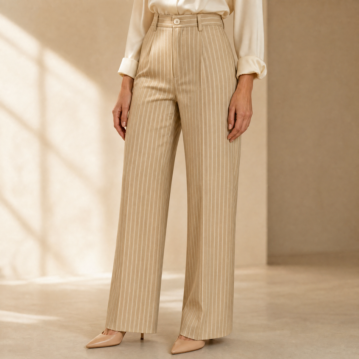 Solène™ High-Waisted Striped Wide-Leg Trousers for Effortless Polish