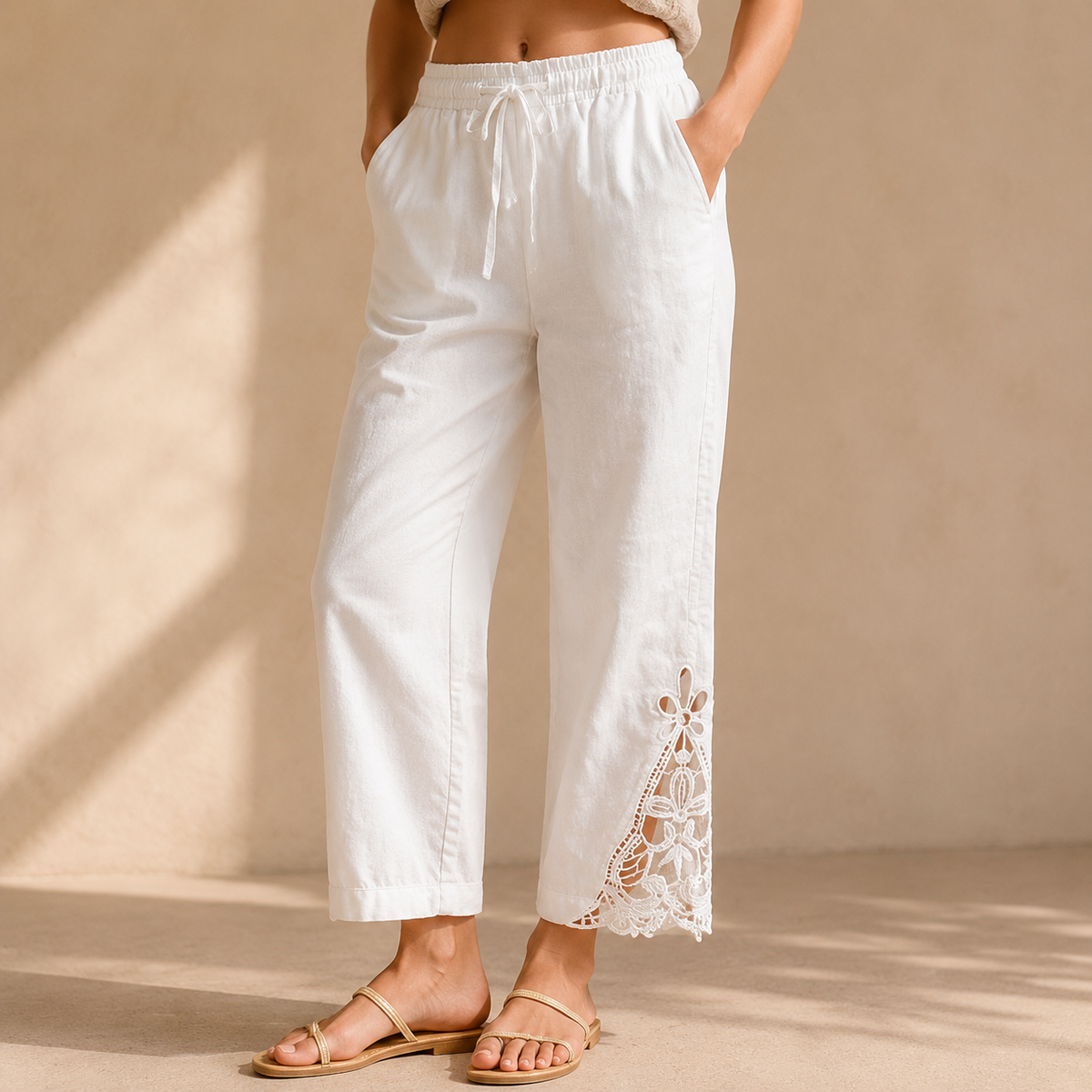 Liora™ – Lace Trim Drawstring Comfort Pants