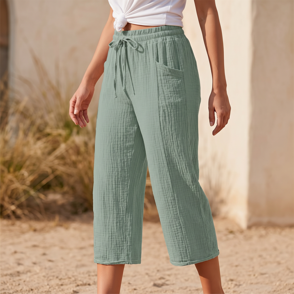 Selora™ - Crinkle Capri Pants for Easy Summer Wea