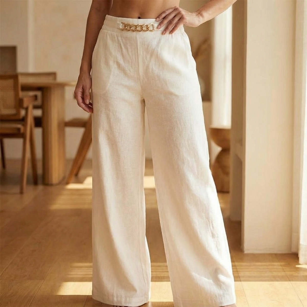 Florenza™ – Gold Accent Wide Leg Trousers