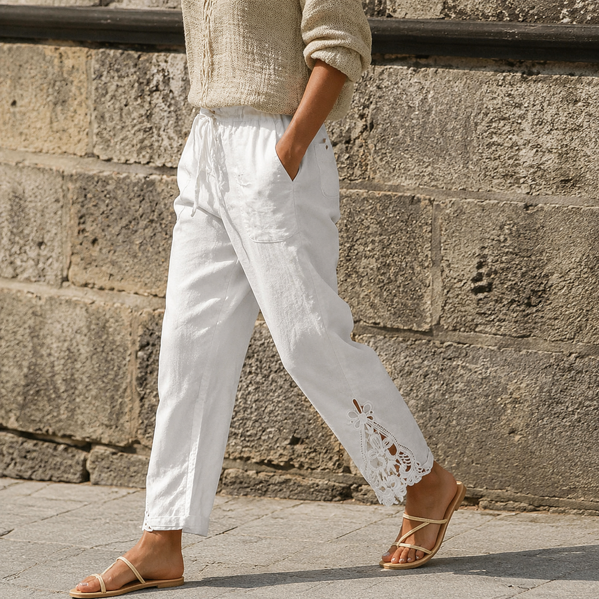 Liora™ – Lace Trim Drawstring Comfort Pants