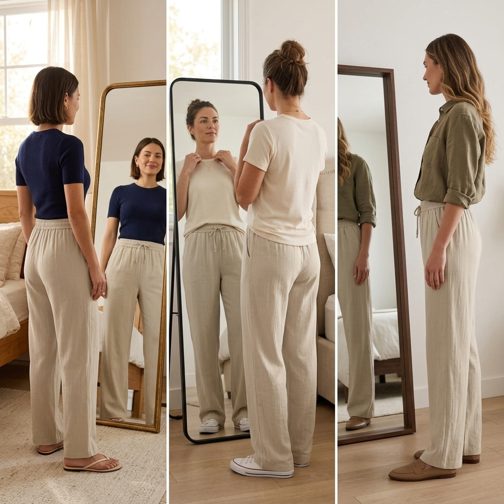 Linara™ – Wide Leg Linen Look Drawstring Trousers