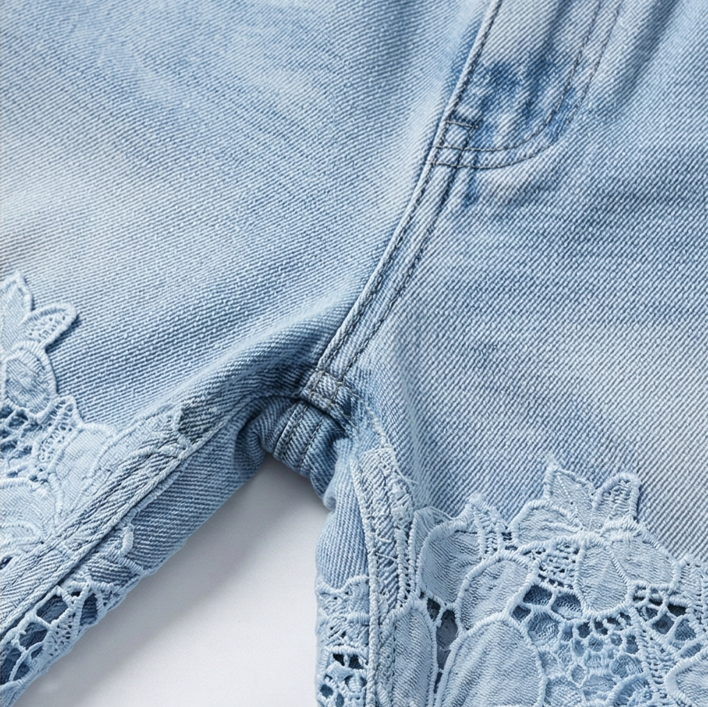 Laceveil™ – Floral Lace Patchwork Wide Leg Jeans