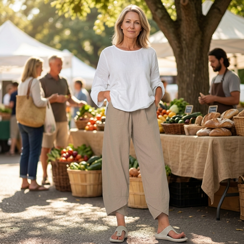 Brezia™ – Asymmetric Linen Blend Cropped Pants