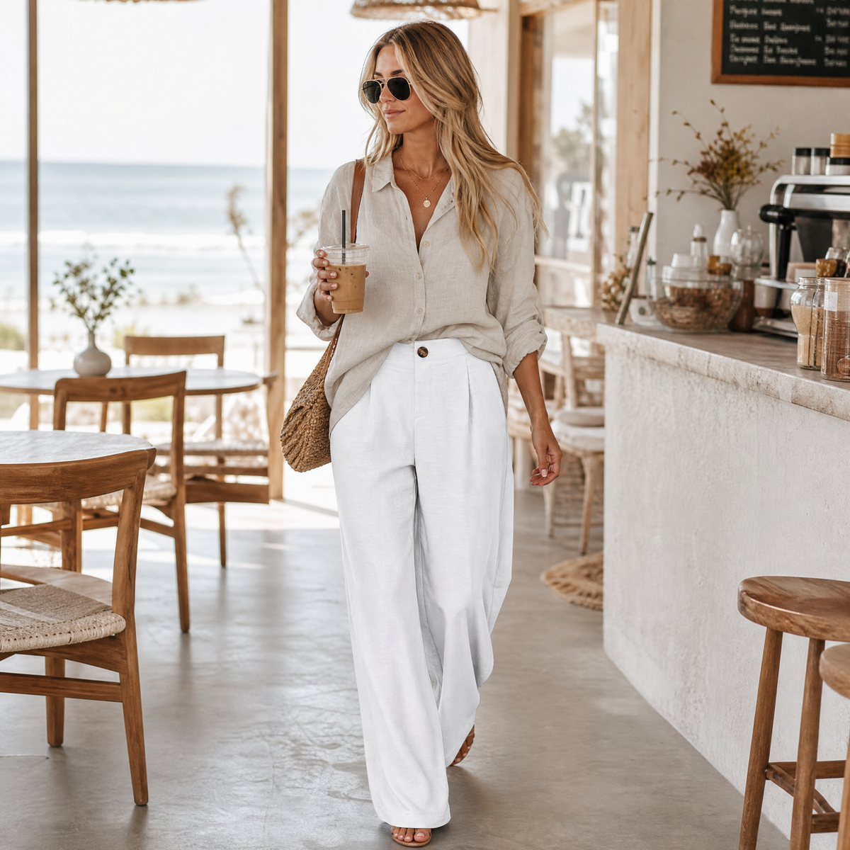 Lunavia™ – High-Waist Wide-Leg Drape Trousers