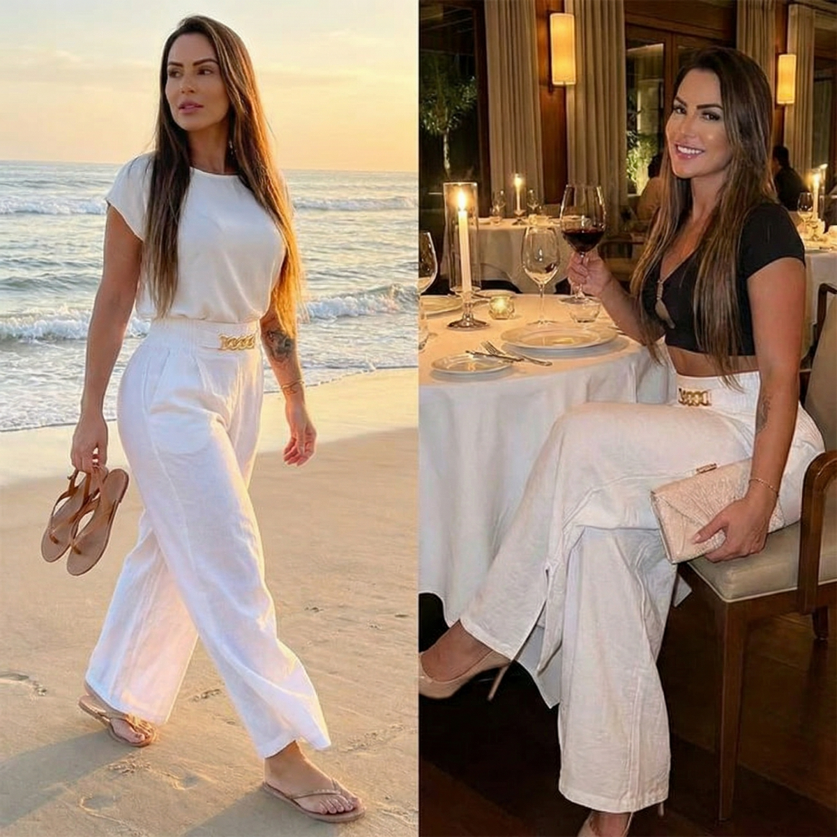 Florenza™ – Gold Accent Wide Leg Trousers