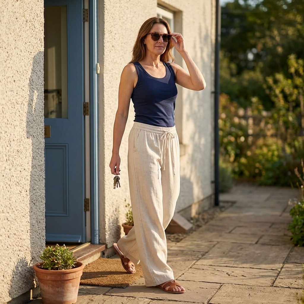 Linara™ – Wide Leg Linen Look Drawstring Trousers