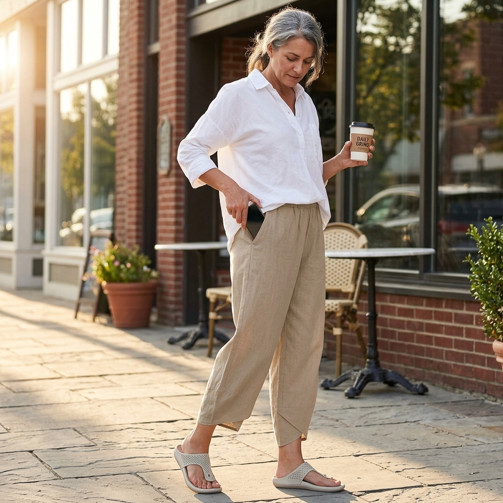 Brezia™ – Asymmetric Linen Blend Cropped Pants