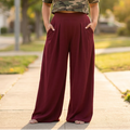 Curvella™ – Flowy Pleated Palazzo Pants for Curvy Comfort