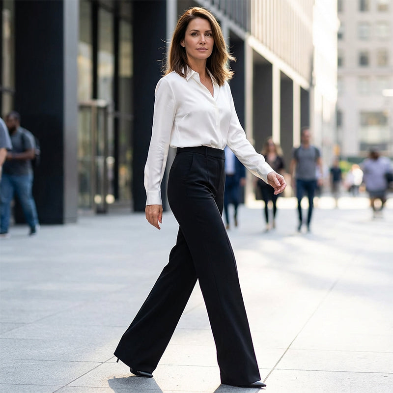 Elara™ - High Waisted Wide Leg Suit Trousers